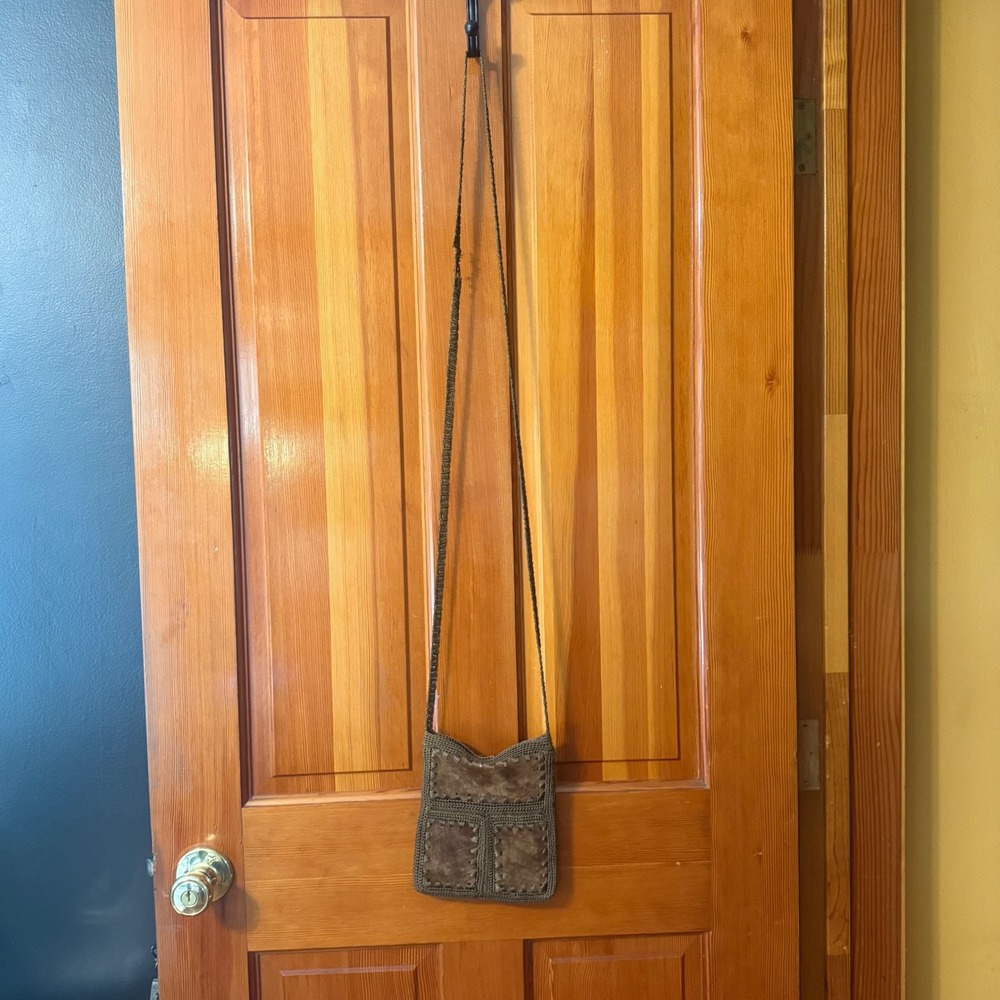 Unbranded Suede Crochet Crossbody Bag Womens Small Brown Fair Boho Beaded Floral - Picture 9 of 9